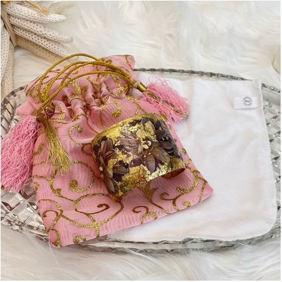 ÉVOCATEUR Artisan Luxury 22k Gold Leaf Cuff NWOT - Picture 7 of 7